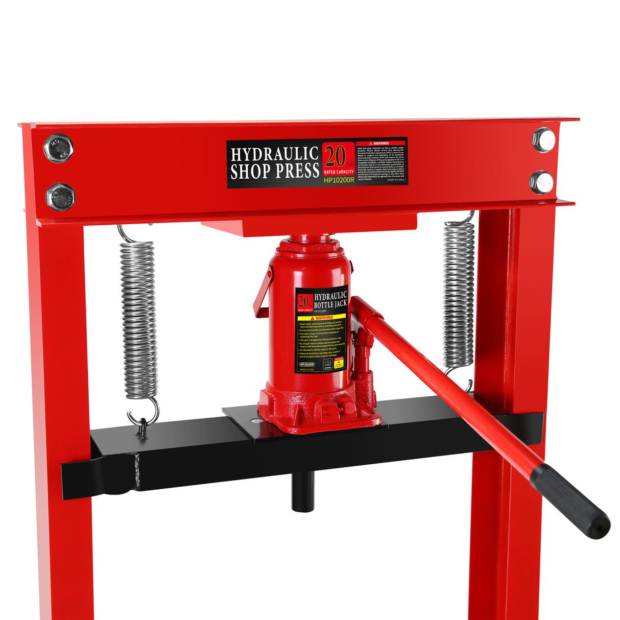 20 Ton Hydraulic Shop Floor Press Steel H-Frame Adjustable Working Table Stand Jack for Gears and Bearings Red