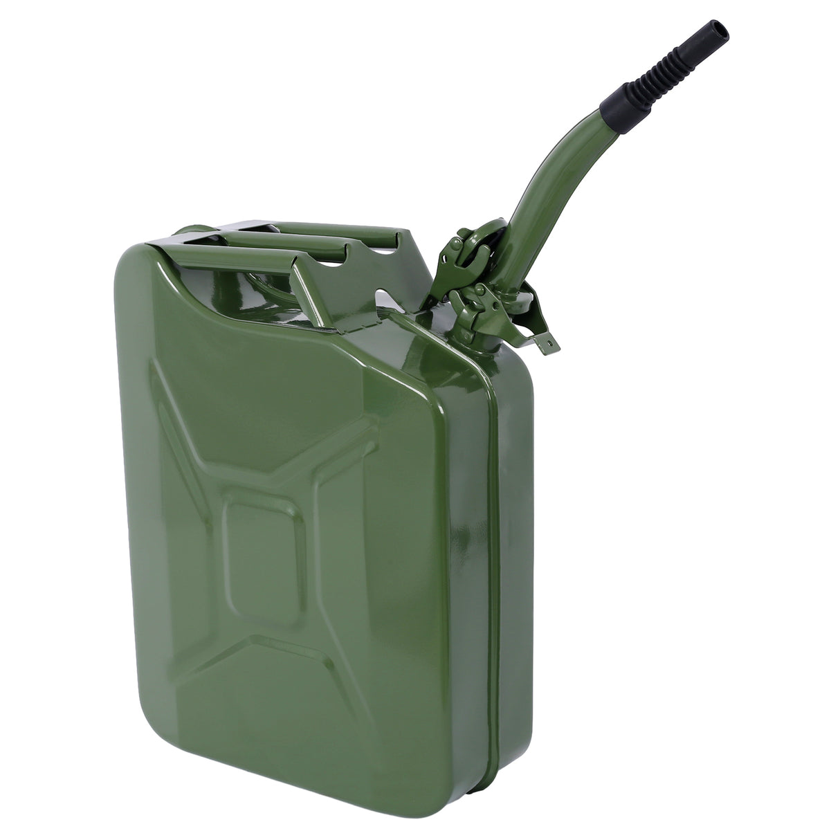 20 Liter (5 Gallon) Jerry Fuel Can with Flexible Spout Portable Tank Steel Gasoline Cars Trucks Equipment Green