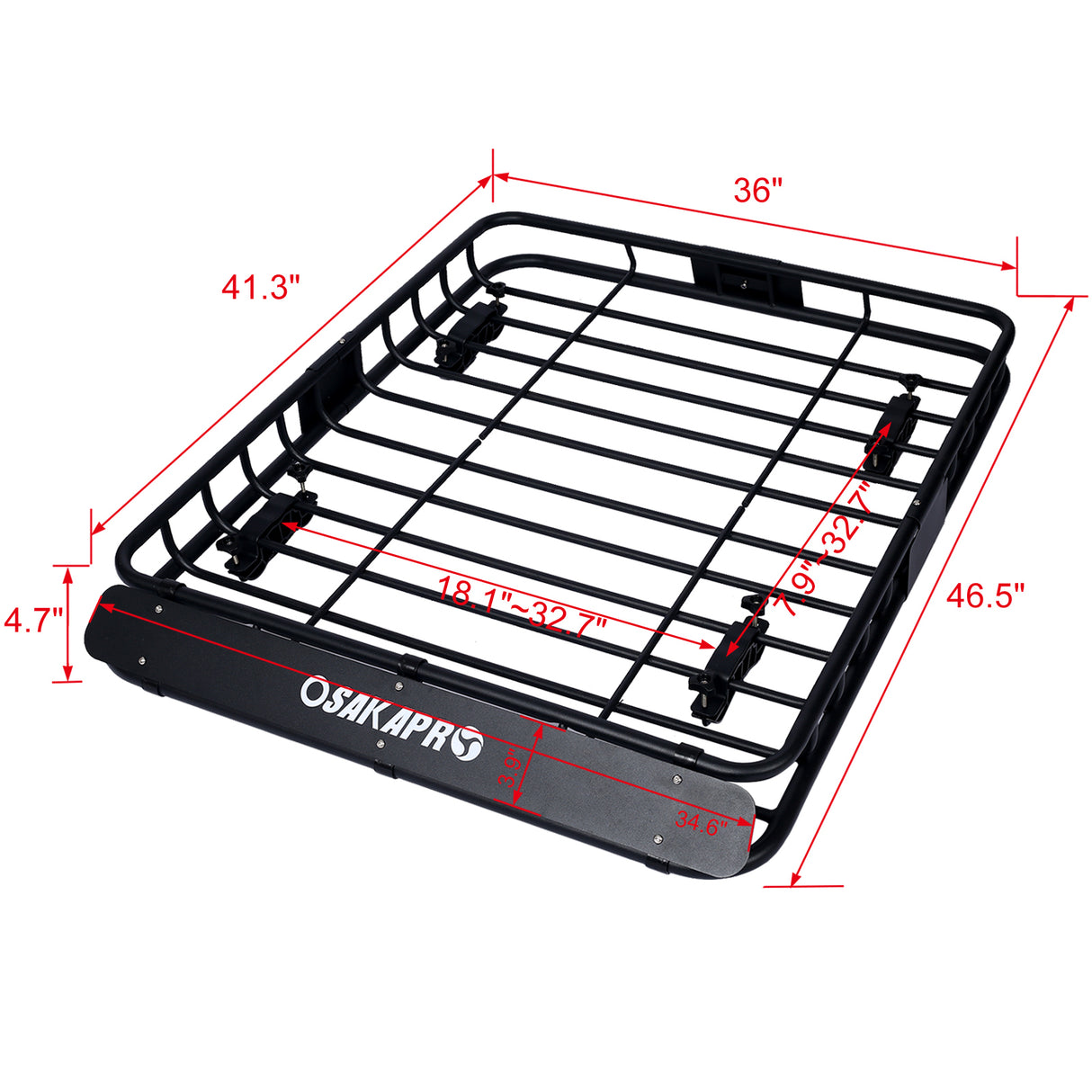 Rooftop Cargo Carrier Basket Motoring Roof Rack Top Mount 42" Black Steel