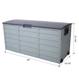 Allwetter-UV-Pool-Deckbox, 250 lbs Kapazität, Lagerschuppen, Mülleimer, Hinterhof, Terrasse, im Freien mit Rad, 75 Gallonen Harz-Deckbox – Organisation und Aufbewahrung für Möbel, Kissen, Gartengeräte und Poolspielzeug – Grau