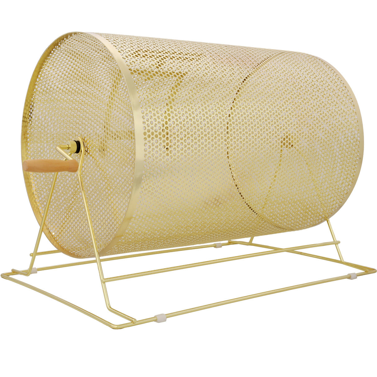 Raffle Drum Holds 10000 Tickets or 300 Ping Pong Balls Metal Lottery Spinning Drawing with Wooden Turning Handle 14.8 x Ø21.26 inch Brass Plated Raffle Spinning Cage for Bingo Ballot