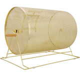 Raffle Drum Holds 10000 Tickets or 300 Ping Pong Balls Metal Lottery Spinning Drawing with Wooden Turning Handle 14.8 x Ø21.26 inch Brass Plated Raffle Spinning Cage for Bingo Ballot