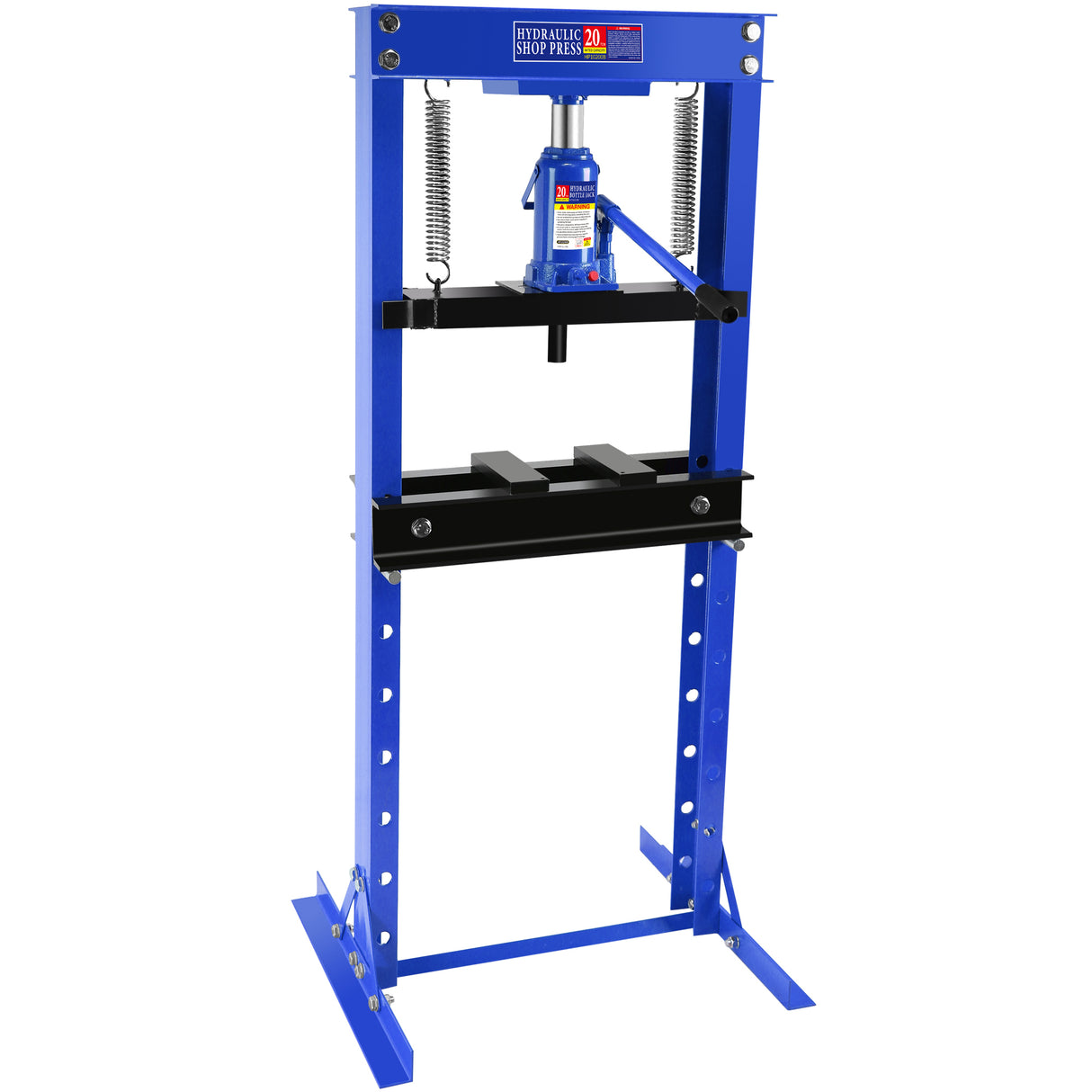 Hydraulic Shop Floor Press 20 Ton Steel H-Frame with Plates Adjustable Working Table Stand Jack for Gears and Bearings