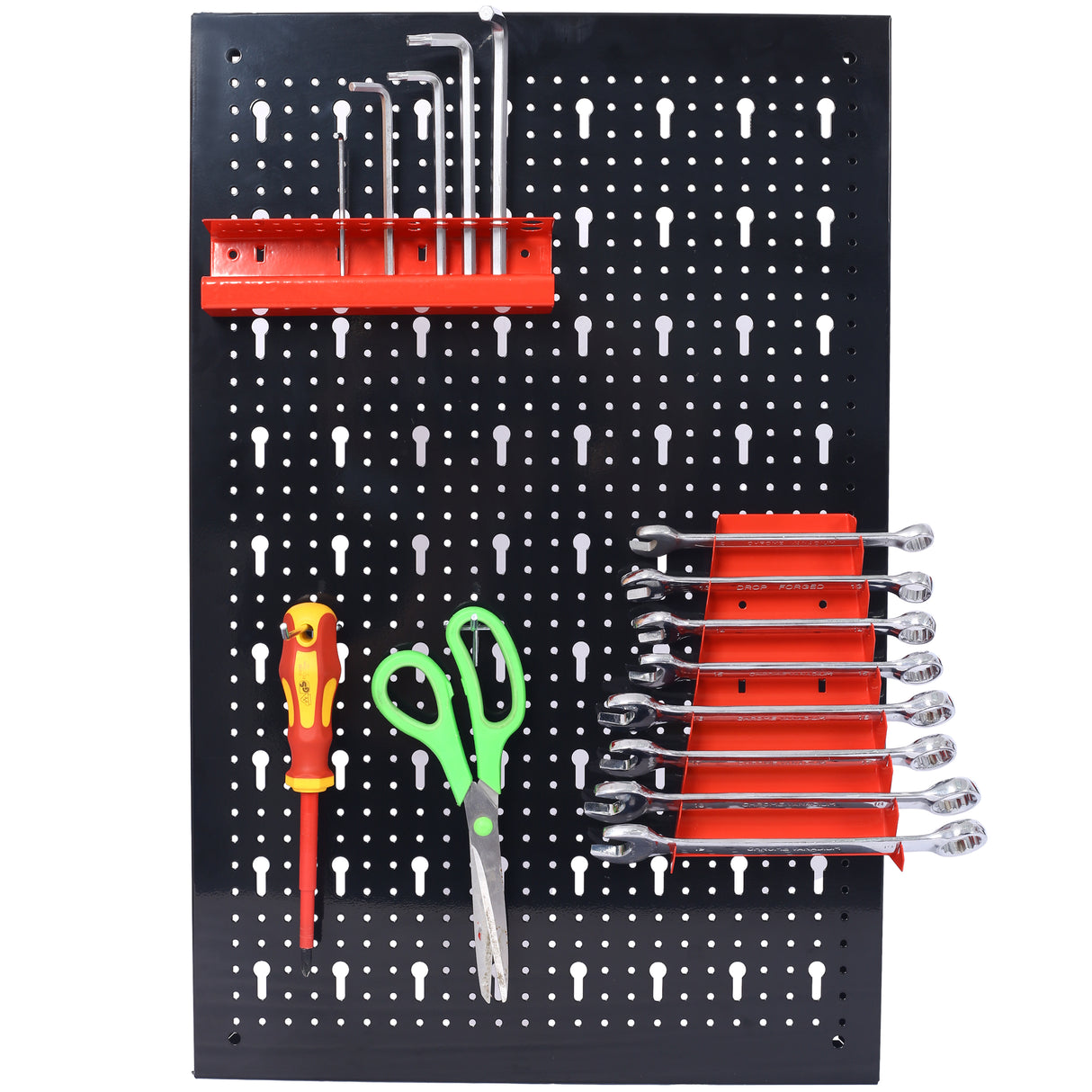 Stecktafel-Wand-Organizer, 1,2 m, Metall, Garage, Werkzeug-Organizer mit 3 Stecktafeln, Bohrer, Schraubenschlüssel, Rack-Haken, Zubehör, wandmontierte Aufbewahrung für Werkstatt, Lager, Schwarz