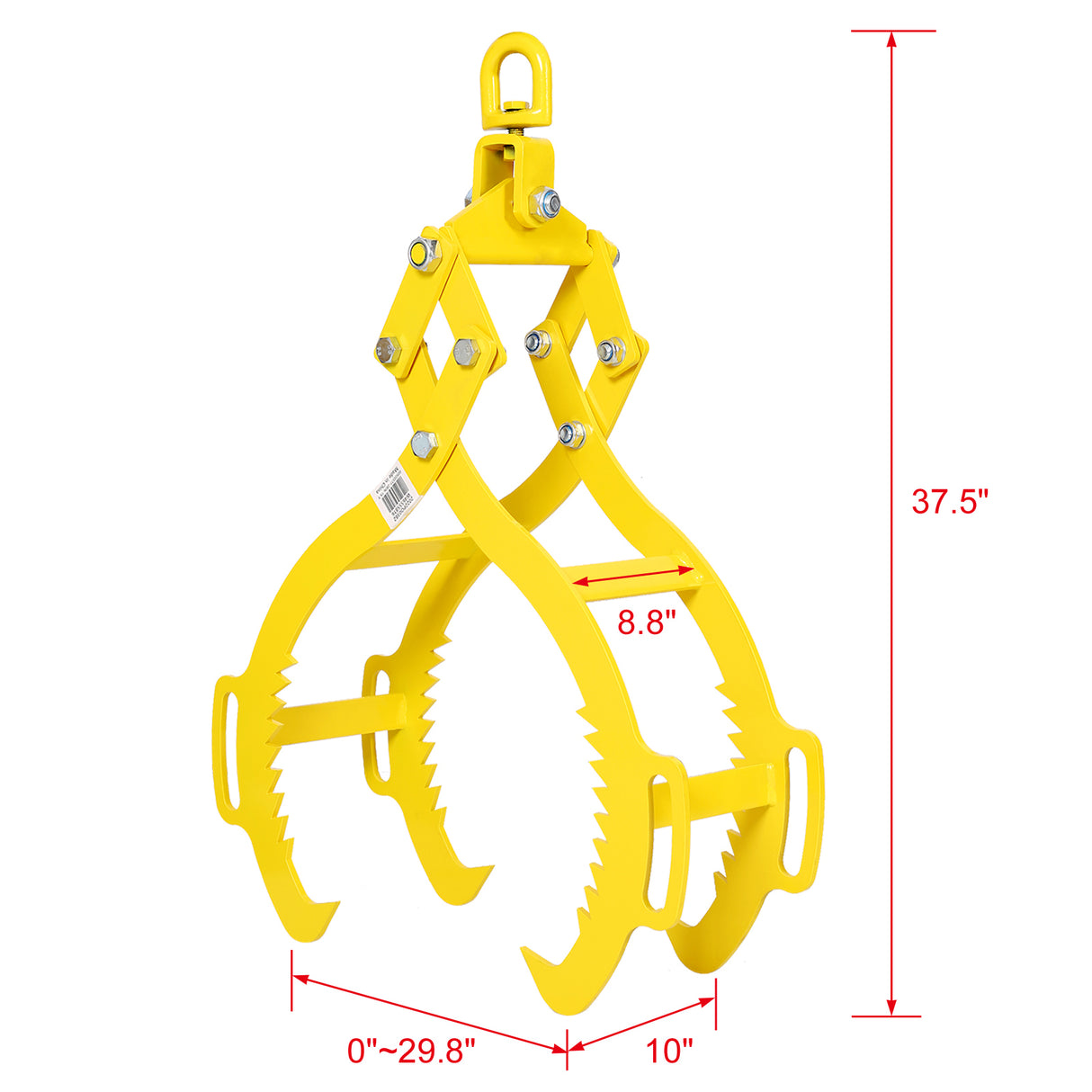 4-Klauen-Hebezange für Holzscheite, Greifzange, 71,1 cm, robuster massiver Stahl