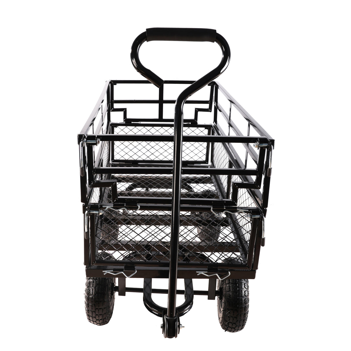 Musta Double Fence Utility Wagon Cart Puutarhakuorma-autot Polttopuut