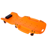 Plastic Creeper 48 Inch Blow Molded Ergonomic HDPE Body with Padded Headrest & Dual Tool Trays 440 Lbs Capacity Orange