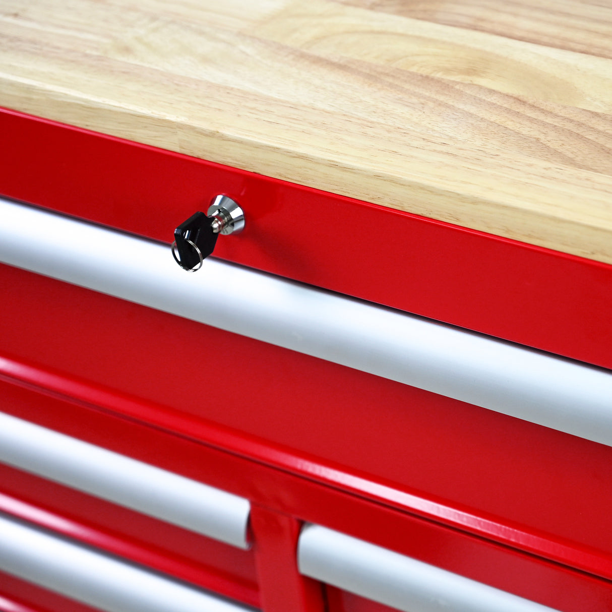 9 Drawers Multifunctional Tool Cart with Wheels and Wooden Top Red