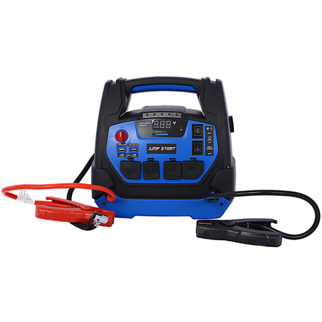 Rechargeable Jump Starter for Gas Diesel Vehicles 1800 Amps with Air Compressor and AC 12V DC USB Power Station