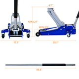 5 ton vloerkrik met laag profiel, heavy-duty stalen racewagen met dubbele zuiger, snelhefpomp, hefbereik 4"-21"