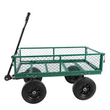 Solid Wheels Tools Cart Wagon Garden Trucks Transport Firewood Green