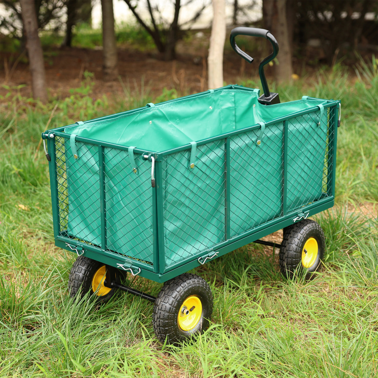 Garten-Blumenwagen, Transport, Brennholz, grüne Stofftasche