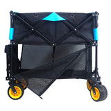 Carro plegable de gran capacidad, carro extensor Extra largo, carrito plegable para compras de jardín, carrito de playa, negro y azul