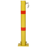 Parking Bollard Pole Barrier with Lock Car Protection Posts Home Garage Street Decor Round--Yellow