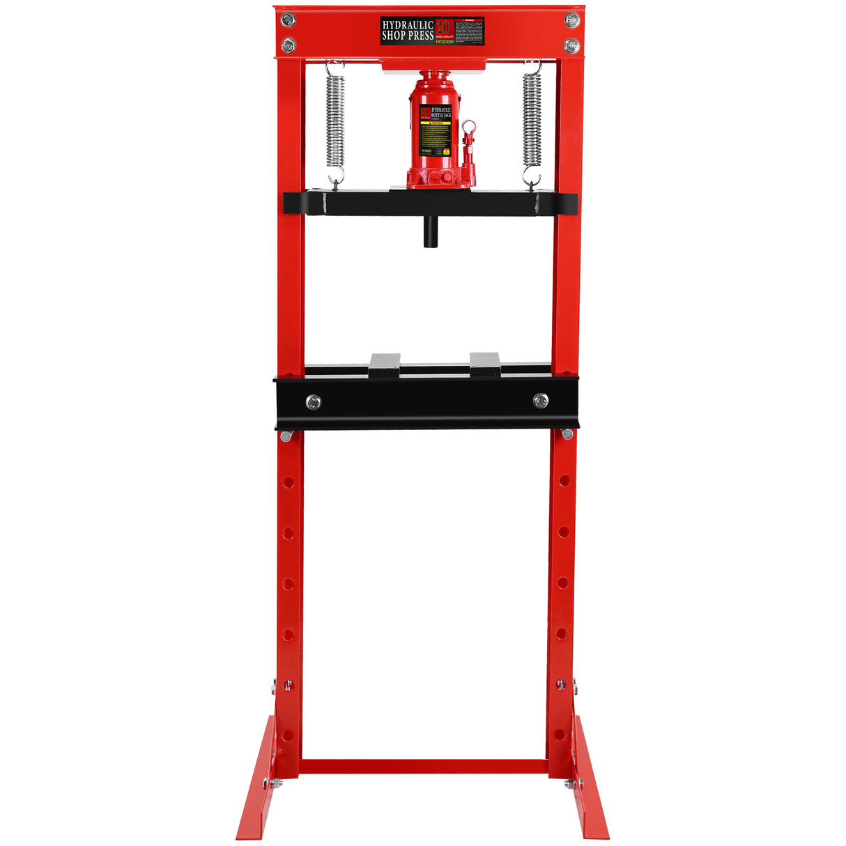 20 Ton Hydraulic Shop Floor Press Steel H-Frame Adjustable Working Table Stand Jack for Gears and Bearings Red