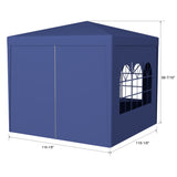 10'x10' Party Tent Outdoor Heavy Duty Gazebo Wedding Canopy + 4 Removable Walls Blue