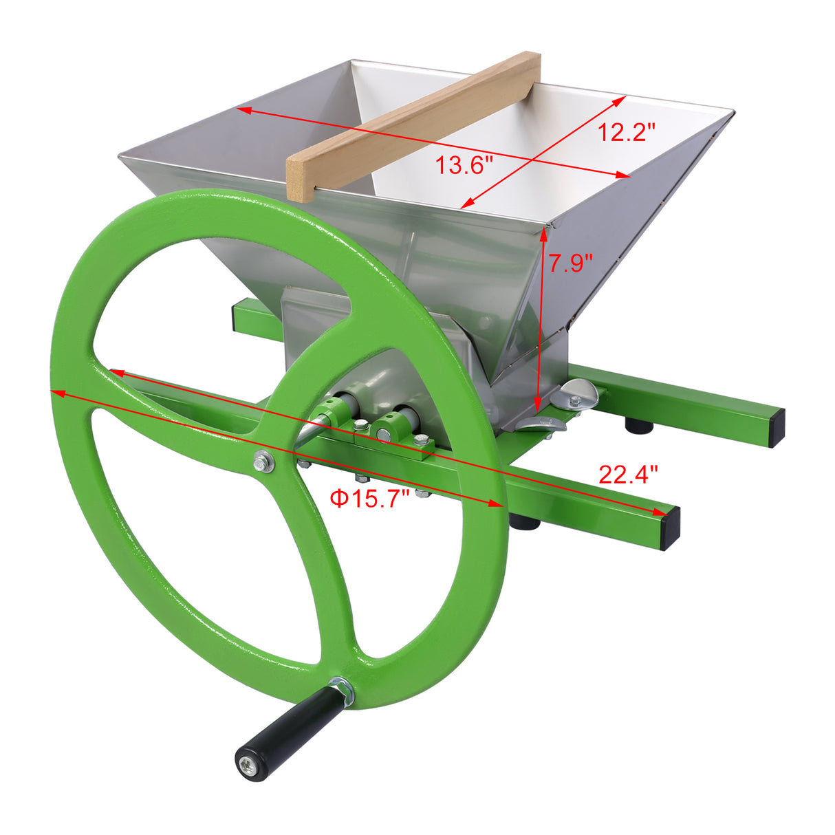 7L Handmatige Juicer Grinder Draagbare Fruitbreker met Wiel Roestvrijstalen Scratter Pulper voor Wijn en Cider Persen