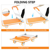 Foldable Push Cart Dolly 660 Lb Capacity Heavy Duty Moving Platform Hand Truck White & Orange