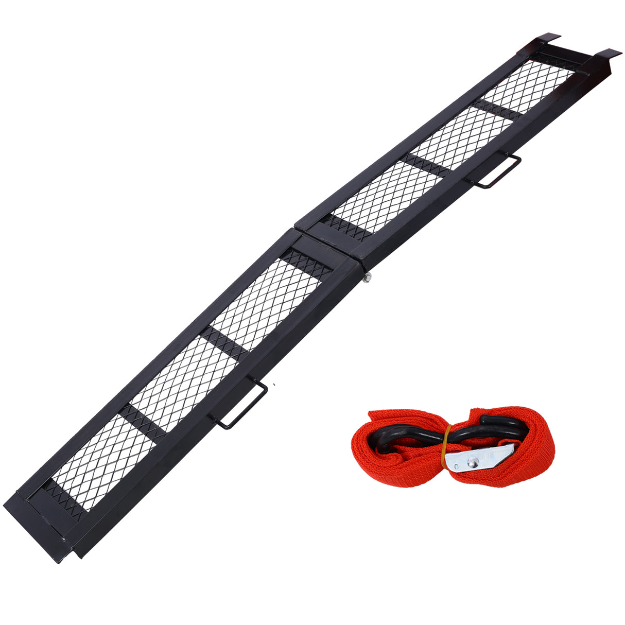 80" Steel Loading Ramp 500LBS Capacity Portable Motorcycle Folding ATV para sa Pick up Truck Black Pack ng 1