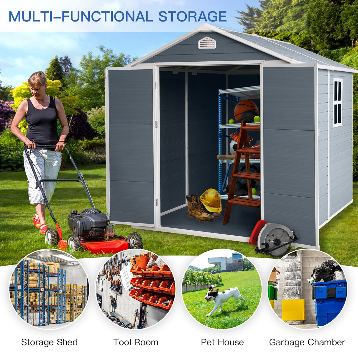 6x8ft Resin Outdoor Storage Shed Kit-Perpekto para Mag-imbak ng Patio Furniture Gray