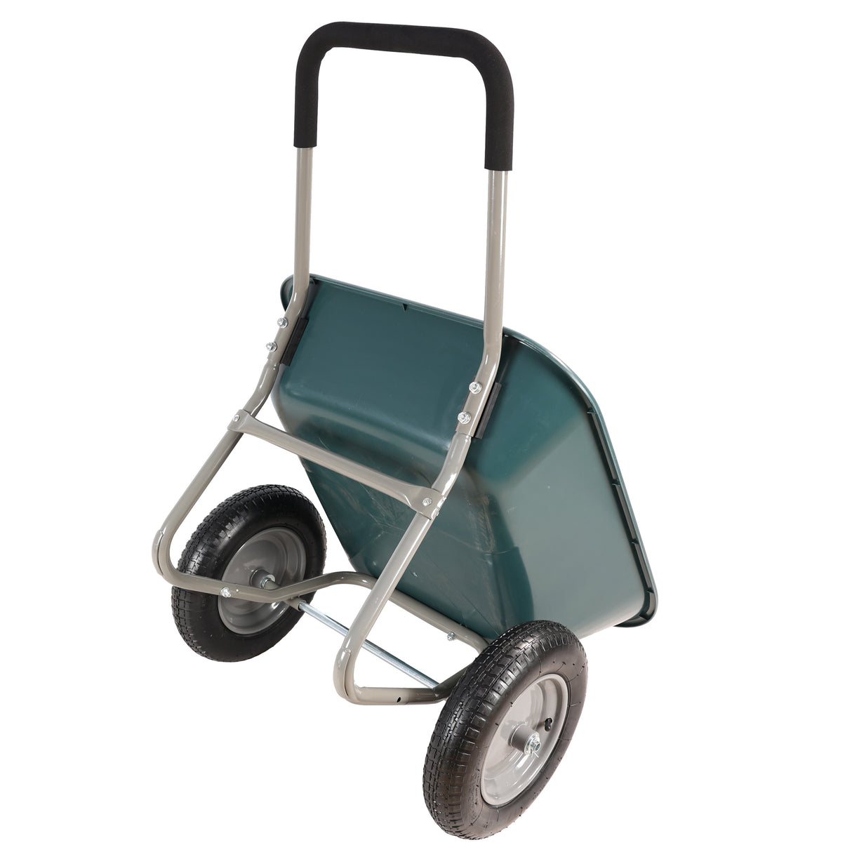 Wheel Barrow Two wheeled Trolley for Green Garden 15 inch Pneumatic