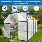 6x8 FT Polycarbonat-Gewächshaus mit erhöhtem Sockel und Anker, robustes begehbares Aluminium für den Garten im Freien, ganzjährig in Schwarz erhältlich