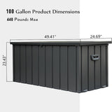 100 Gallon Outdoor Storage Deck Box Waterproof Large Patio Storage Bin --Dark Gray