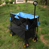 Big Large Capacity Folding Cart Extra Long Extender Wagon Folding Garden Shopping Beach Cart Black Blue