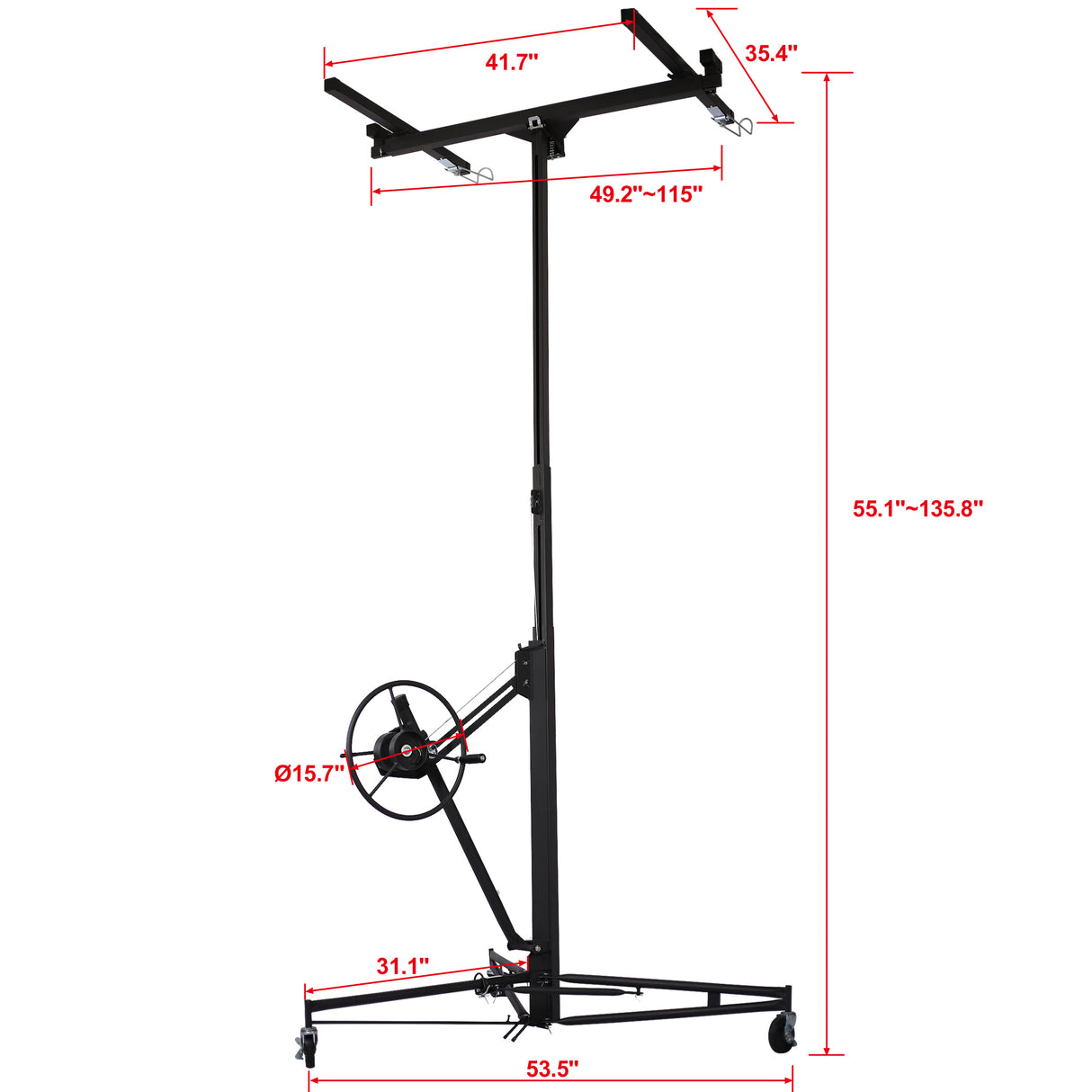 11' Lift Gipsplaatpaneel Takel Jack Lifter Zwart