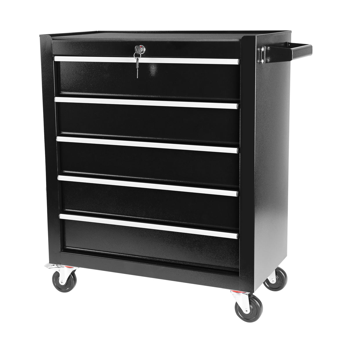 5 Drawers Rolling Tool Chest Cabinet na may Wheels Storage Cabinet at Box Organizer para sa Garage Warehouse Workshop Black