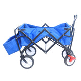 Folding Wagon Garden Shopping Beach Cart Blue Color