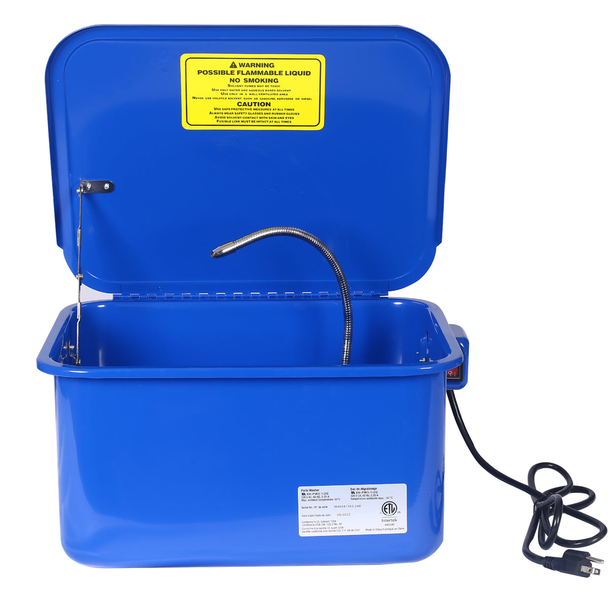 Mga Bahagi ng Gabinete Benchtop Automotive Washer na may 110v Electrical Pump 3.5 Gallon Blue