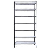 7 Tier Metal Shelf Wire Shelving Unit 2450lbs Heavy Duty Adjustable Storage Rack na may Mga Gulong at Shelf Liner para sa Closet Kitchen Garage Basement Commercial Shelving 81.5" H x 48" L x 18" D Black