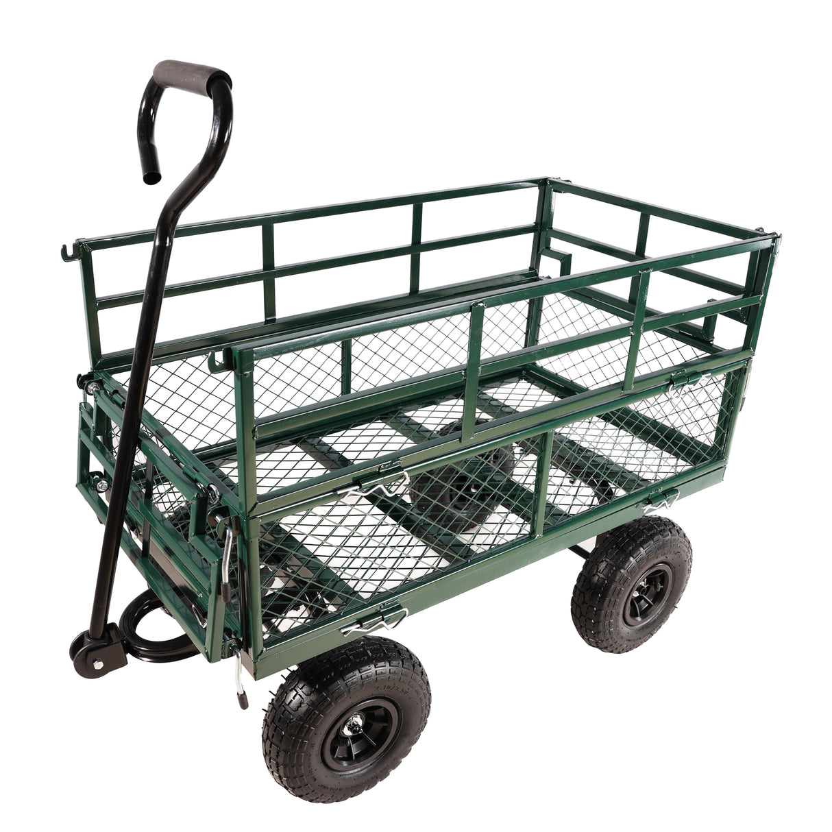 Wagon Cart Garden Trucks Transport Firewood Green Steel 600 lbs Capacity