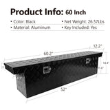 60.2"(L) x 12.2"(W) x 14.4"(H) Caja de herramientas para camioneta Remolque para plataforma de camión Rayas de aluminio para RV Tralier Pestillo cromado Superficie negra