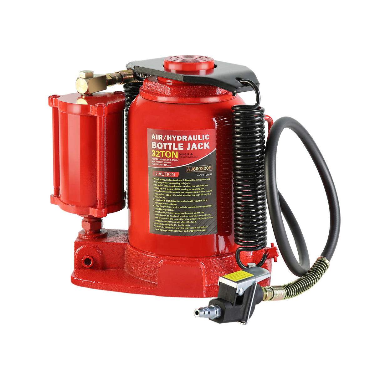 32-Ton Hydraulic Air-Operated Bottle Jack Lift Portable Low Profile Manual Air na may Handle