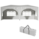 10'x20' EZ Pop Up Canopy Outdoor Tragbares Party-Klappzelt mit 6 abnehmbaren Seitenwänden + Tragetasche + 6 Gewichtstaschen Beige Weiß