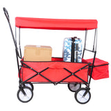 Chariot de plage pour courses de jardin, chariot pliable rouge