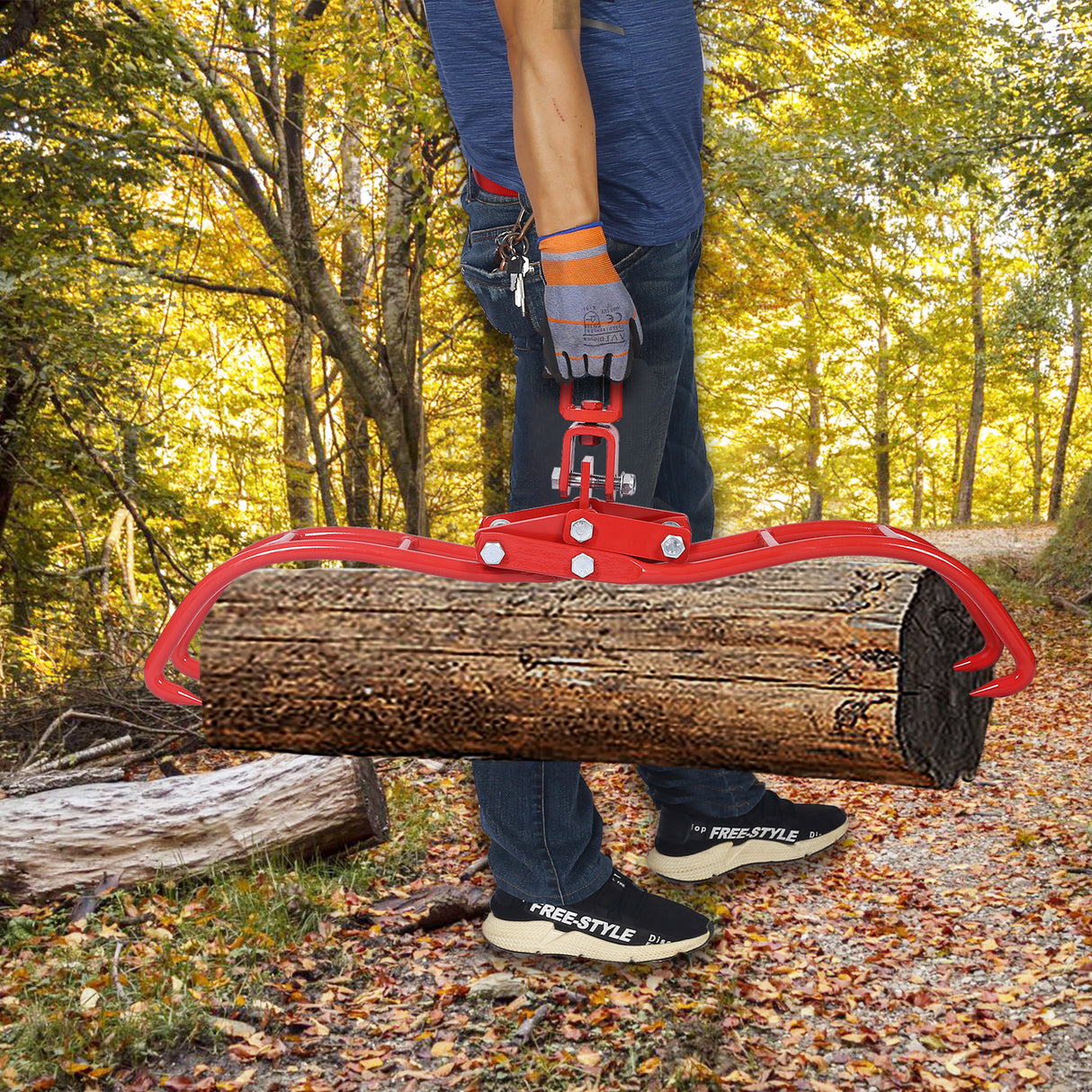 4-Klauen-Hebezange für Holzscheite, 71,1 cm, Rot