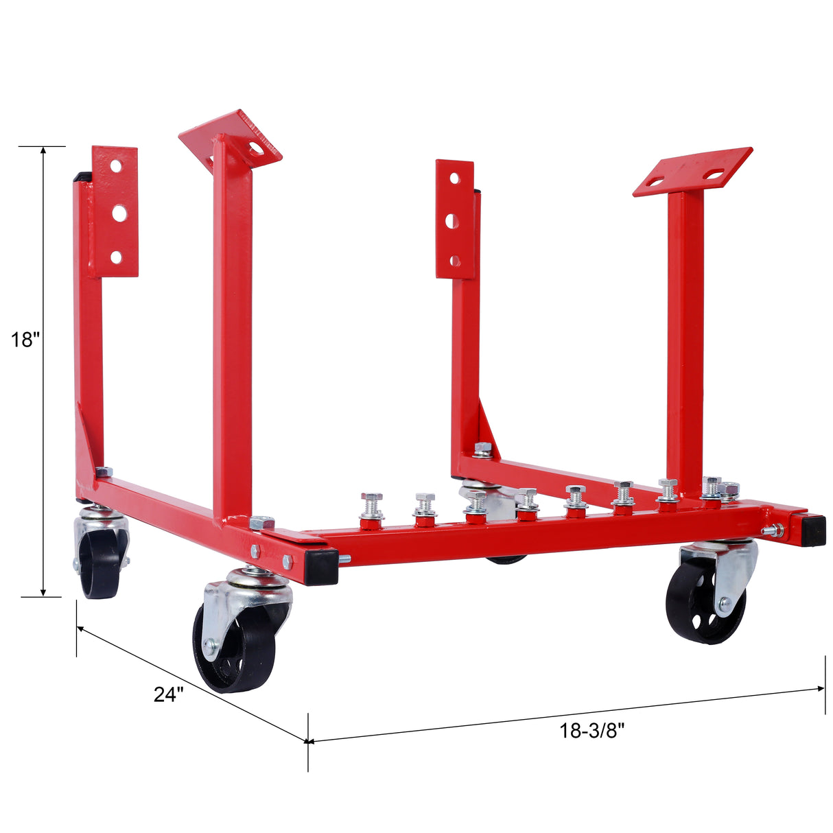 Soporte del motor con ruedas Chevy Small Block y Big Block con recubrimiento en polvo Construcción de acero resistente de 3 pulgadas Capacidad de almacenamiento de 1000 LBS Hardware incluido Fácil montaje