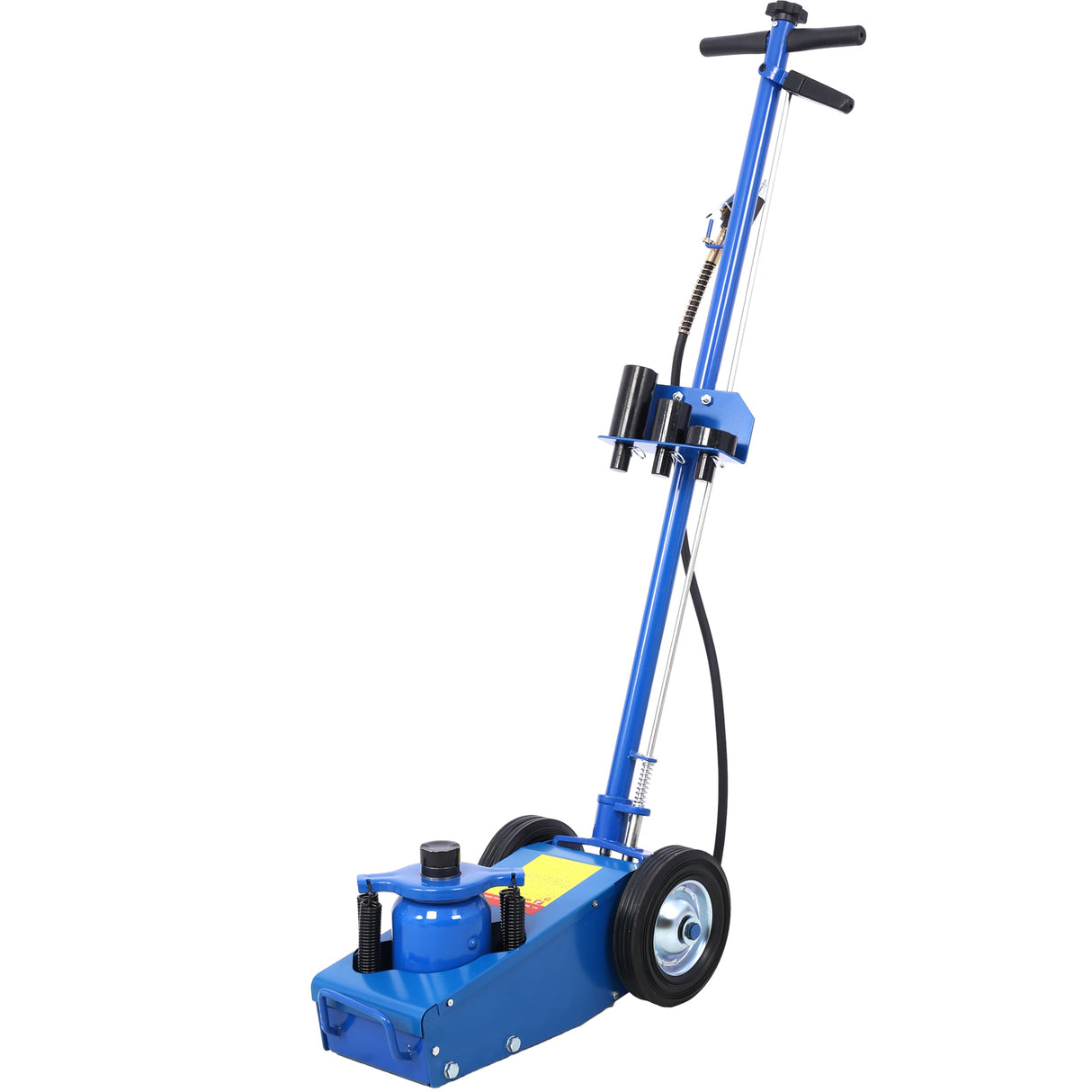 22 Ton Hydraulic Floor Jack Air-Operated Axle Bottle with 4 Extension Saddle Set Built-in Wheels Blue