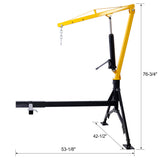 Receiver Hitch Mounted Hydraulic Swivel Pickup Truck Crane 1000 lbs Capacity With 3 Boom Capacities of 500 lbs 750 lbs and 1000 lbs--Yellow