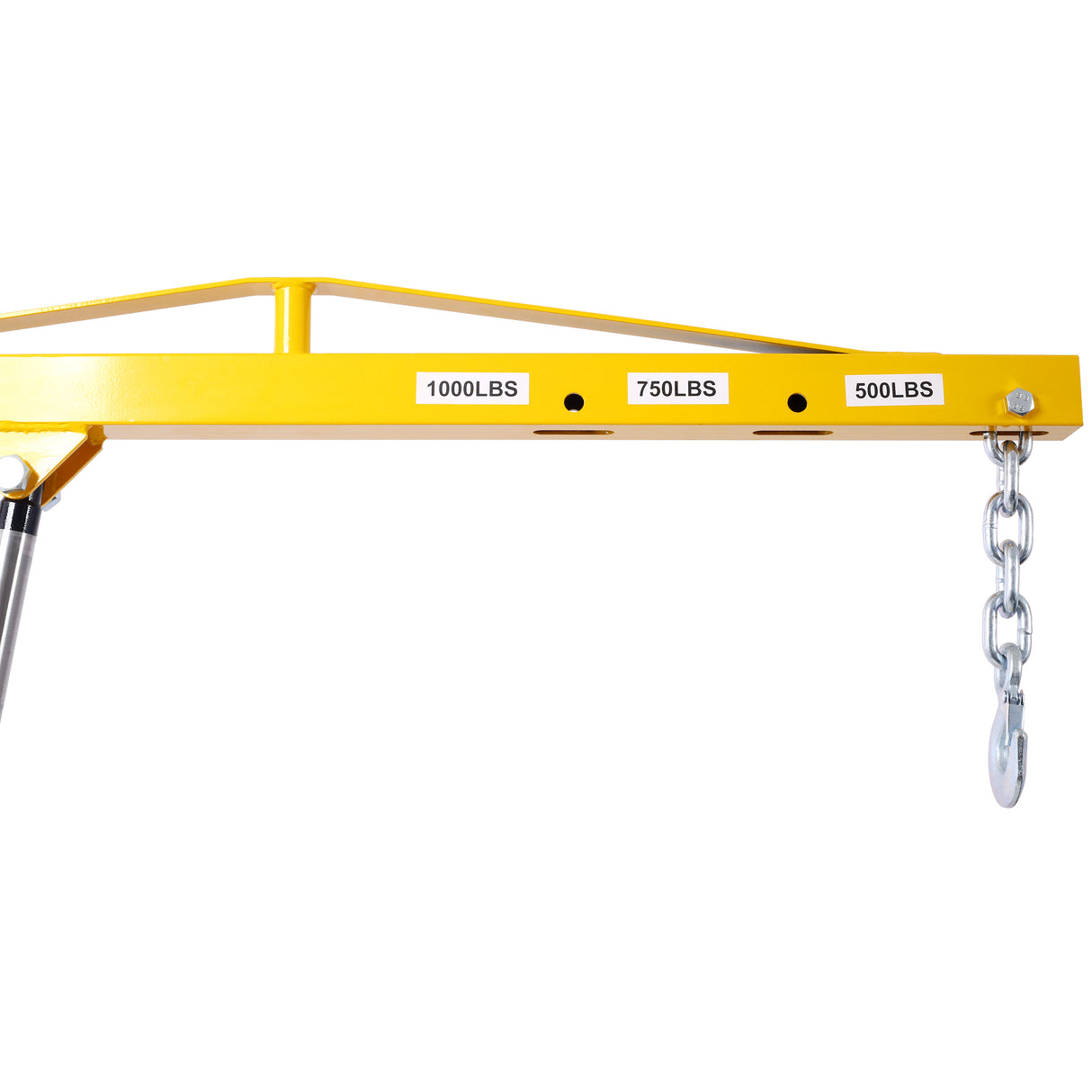 Receiver Hitch Mounted Hydraulic Swivel Pickup Truck Crane 1000 lbs Capacity With 3 Boom Capacities of 500 lbs 750 lbs and 1000 lbs--Yellow