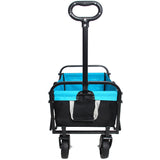 Mini carro plegable para compras de jardín, carrito de playa, negro y azul