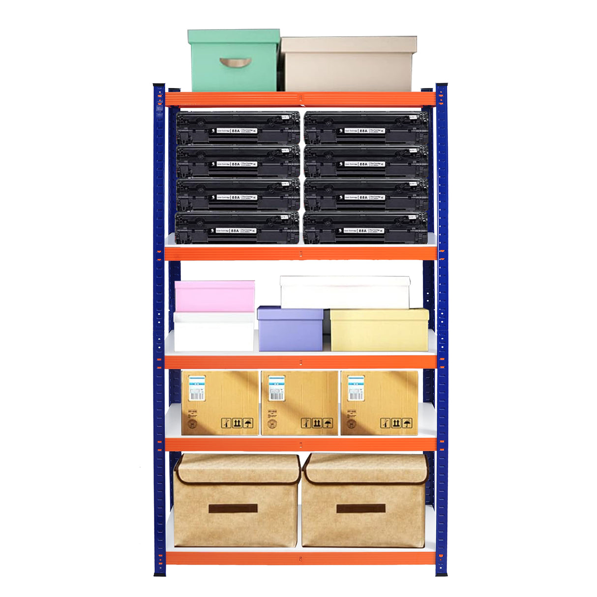 2920 Lbs. Capacity Garage Storage Shelves Heavy Duty Blue Orange