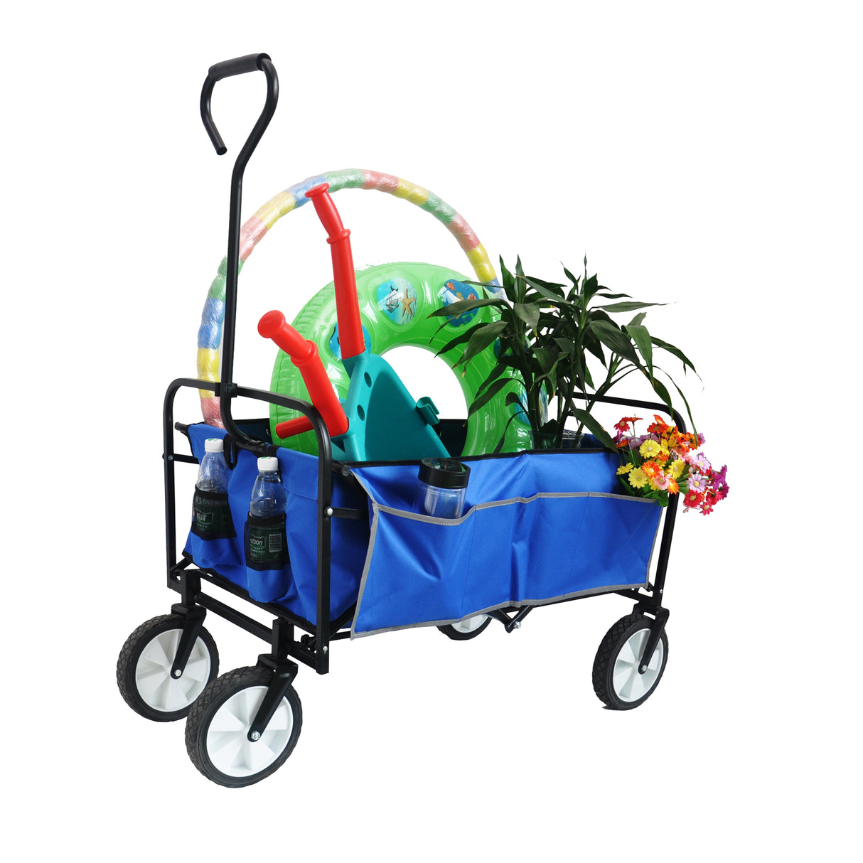 Vouwwagen Tuinwinkel Strandwagen Zwart Blauw