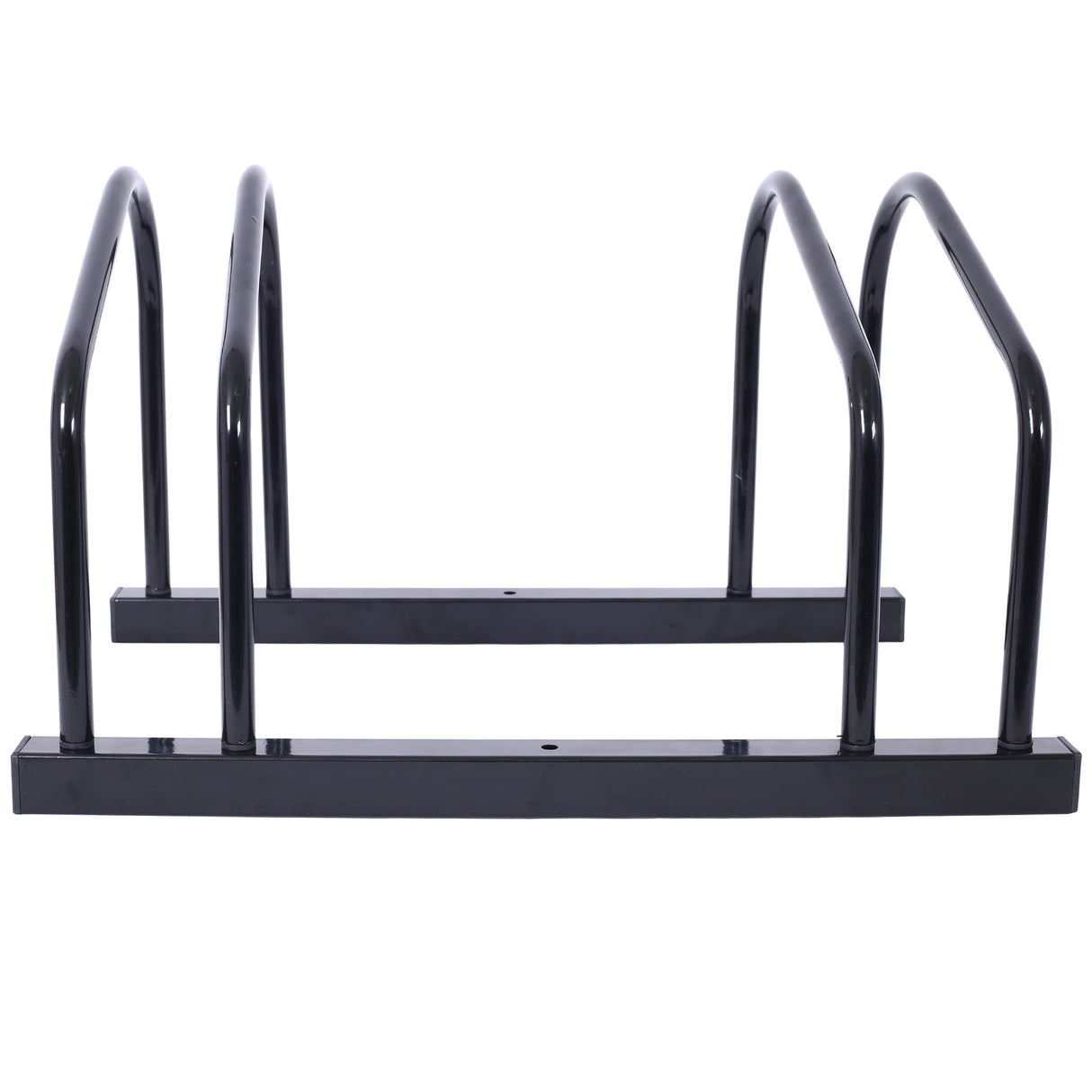 2 Bikes Floor Bike Stand Parking Rack Garage Storage Indoor/Outdoor 22-28" Wheel Max Tire Width 2.15" Black Painted