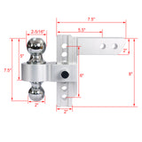 Alu verstelbare trekhaak, 2 inch ontvanger, 6 inch, capaciteit van 10.000 lbs