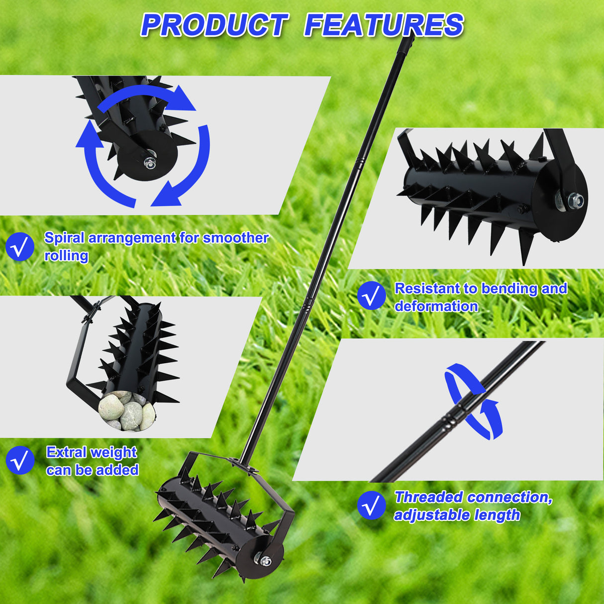 Lawn Aerators Gardens Yard Maluwag na Lupa sa Farmland Paghahalaman Na-upgrade ang Heavy Duty Soil Penetrator Spike para sa Grass Patio Yard