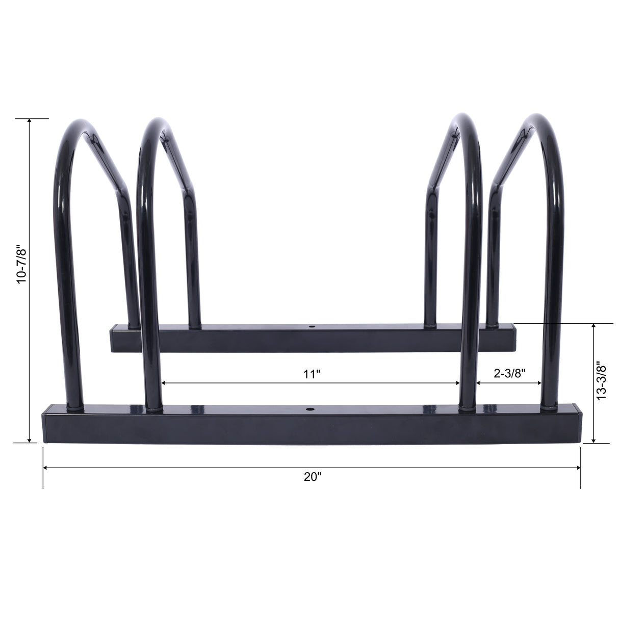 2 Bike Floor Bike Stand Parking Rack Garage Storage Indoor/Outdoor 22-28" Wheel Max Lapad ng Gulong 2.15" Black Painted